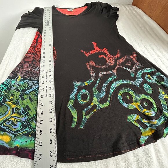 Parsley & Sage Womens V-Neck Black Abstract Print 3/4 Sleeve Tunic Top Medium - Picture 7 of 7